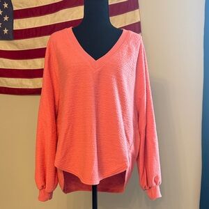 Coral V-Neck Sweater